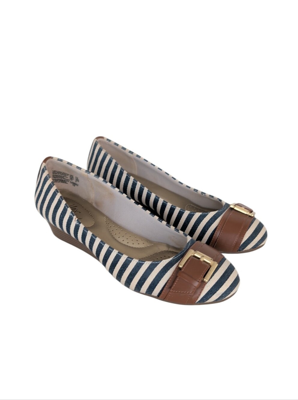 Dexflex Comfort Nautical Striped Low Wedge Heels
